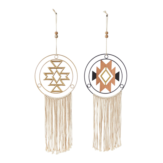 Metal And Wood Southwestern Hanging Decor 2 Piece: Multi by World Market