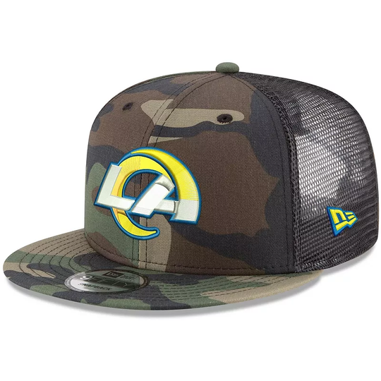 Men's New Era Camo Los Angeles Rams Woodland 9FIFTY Snapback Hat, Green