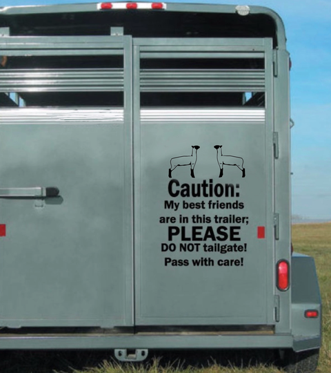 Trailer Decal, Sheep, Caution My Best Friends