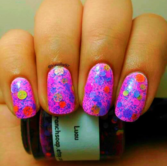 Luau Custom-Blended Neon Glitter Nail Polish/Lacquer - Free U.s. Shipping