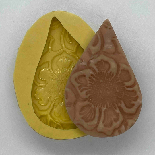 Leather Tooled Flower Teardrop Flexible Mold
