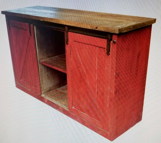 Rustic Reclaimed Wood Barn Doors Bathroom Vanity, 60"x20"x36