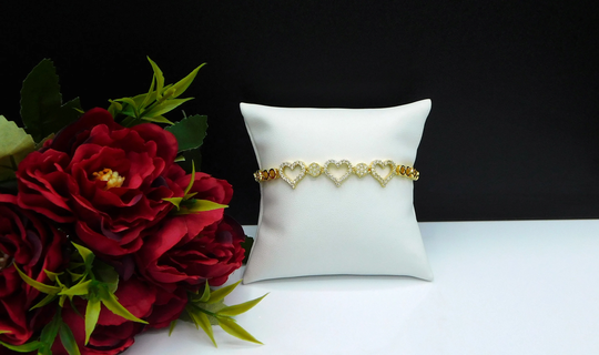 Ladies Heart Cz Bracelet, Valentine's Day Gift, Gift For Her, Wife, I Love You Valetine's Gold Filled