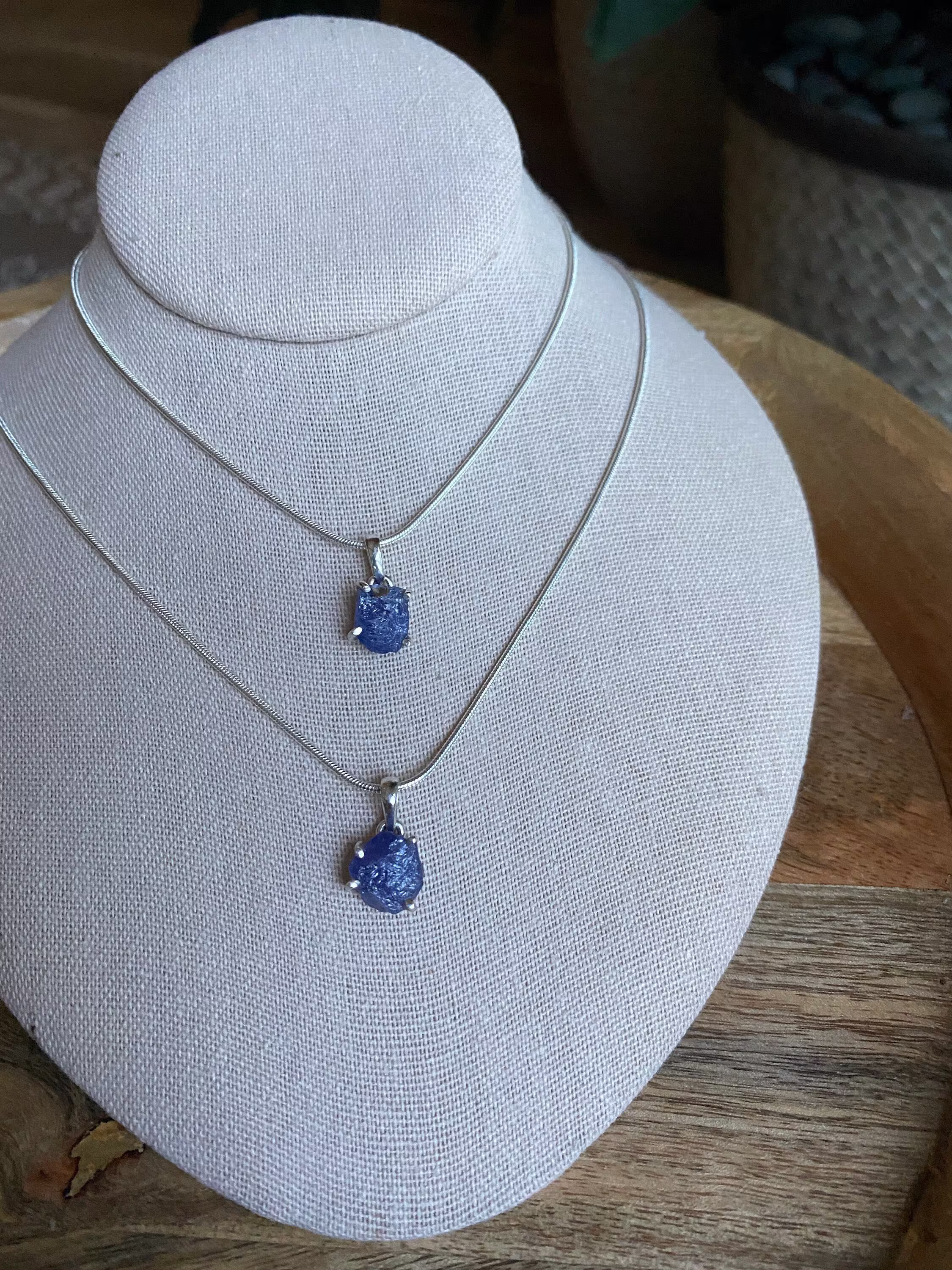 Raw Tanzanite Necklace, Silver .925