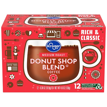Kroger Donut Shop Blend Medium Roast Coffee K-Cup Pods - 0.38 oz x 12 pack