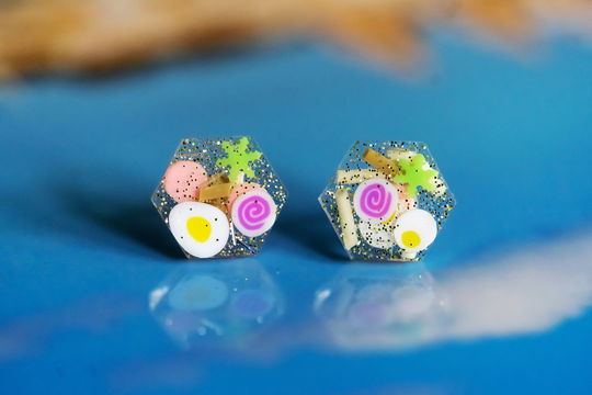 Ramen Lover 1/2" Hexagon Stud Earrings