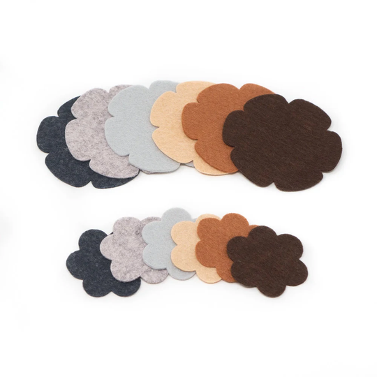 24 Grace Wool Blend Felt Die Cut Applique Flowers - Neutrals Colors