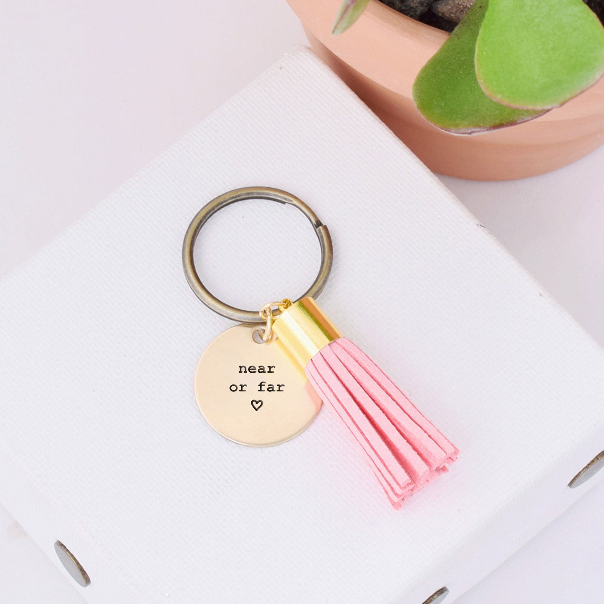 Long Distance Relationship Gift, Near Or Far Tassel Keychain, Best Friend Moving Away Family, Love