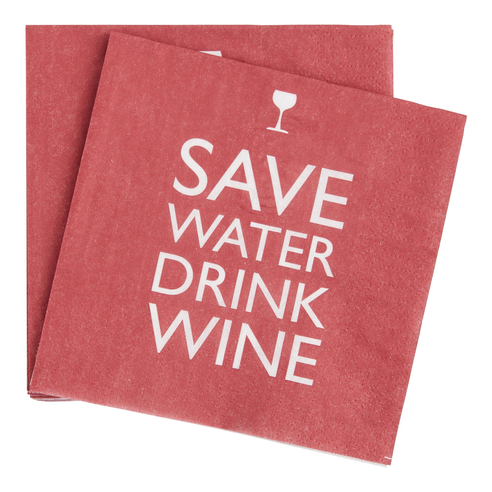 Save Water Drink Wine Beverage Napkins 20 Count by World Market
