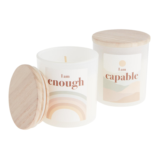 Affirmation Frosted Glass Scented Candle: White - Scented Wax by World Market