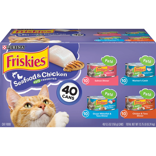 Nestle Purina Friskies Pate Seafood and Chicken Cat Variety Pack 40/5.5 oz | 005000017085