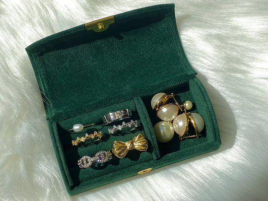 Portable Velvet Jewelry Box, Travel Case, Organizer, Ring Holder, Rings Earrings Storage Dainty Gift For Her