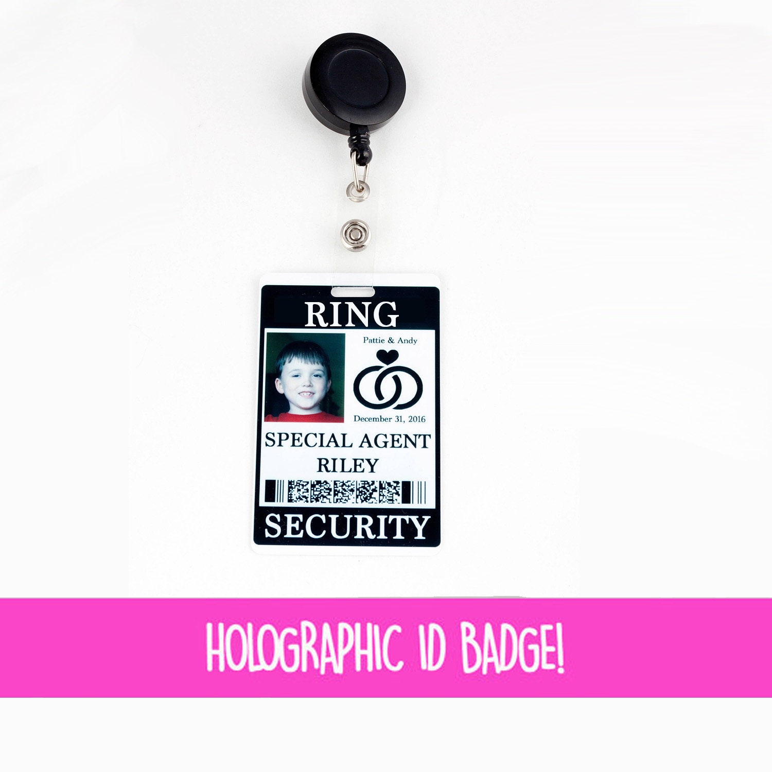 Ring Security Id Badge With Reel - Wedding Bearer Alternative