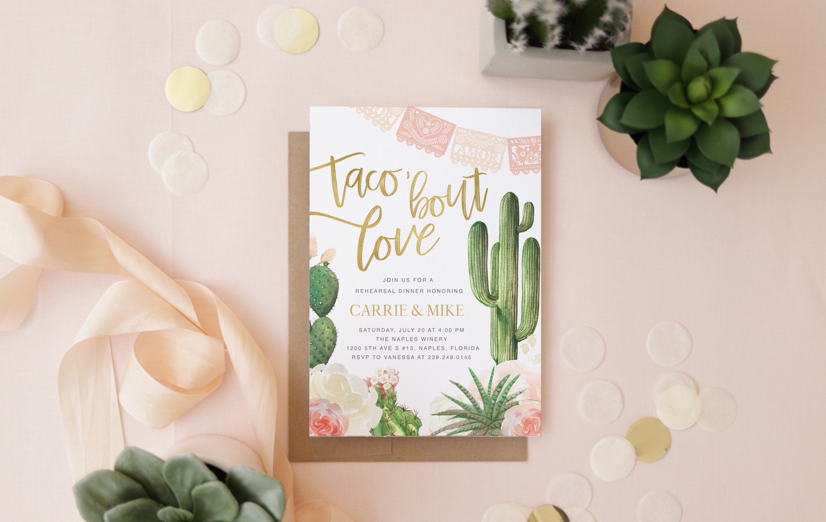 Rehearsal Dinner Invitation, Taco' Bout Love Invite, Cactus Fiesta Rehearsal, Taco Carrie