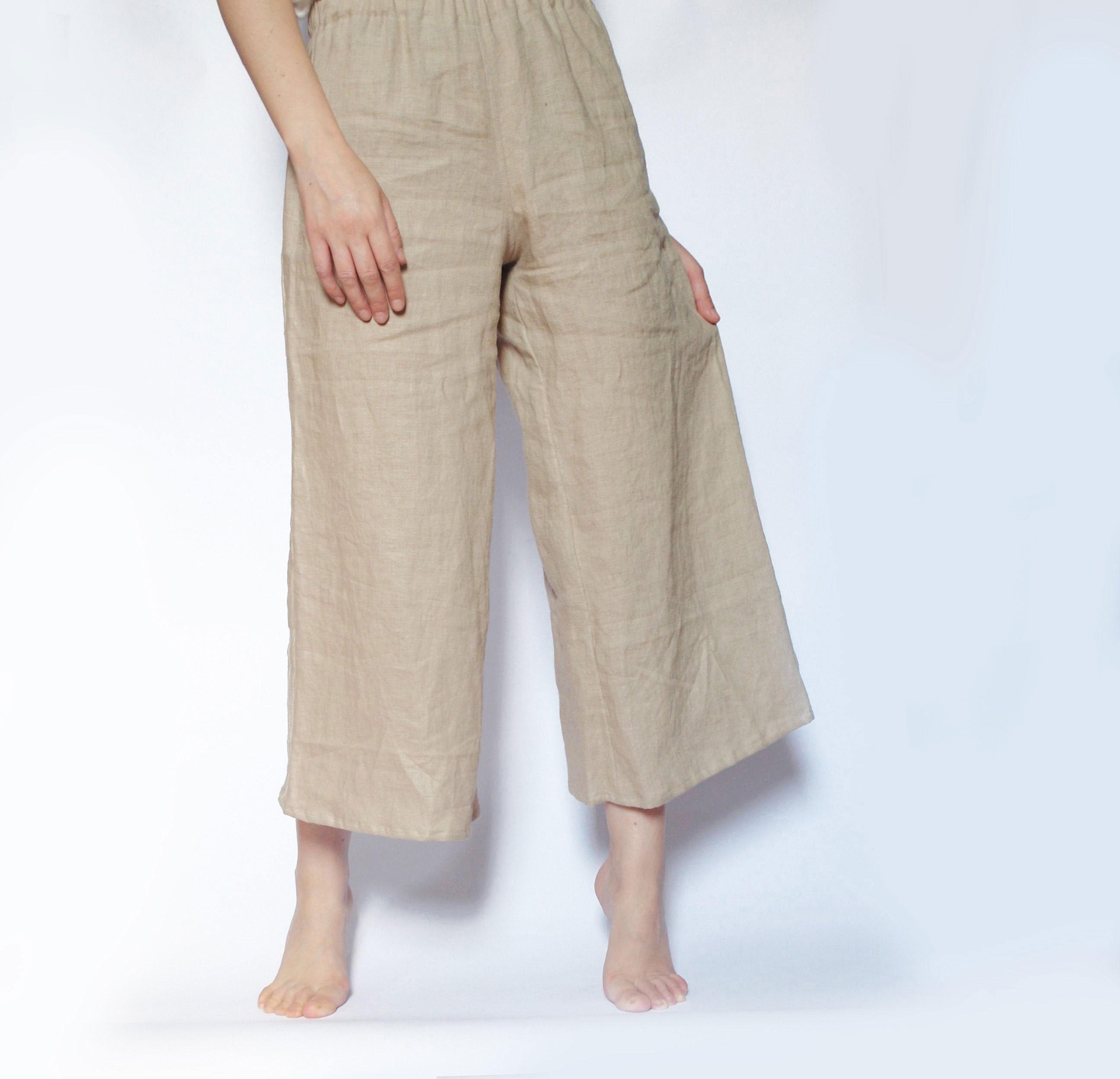 Culottes Linen Pants Wide Leg Plus Size Culottes