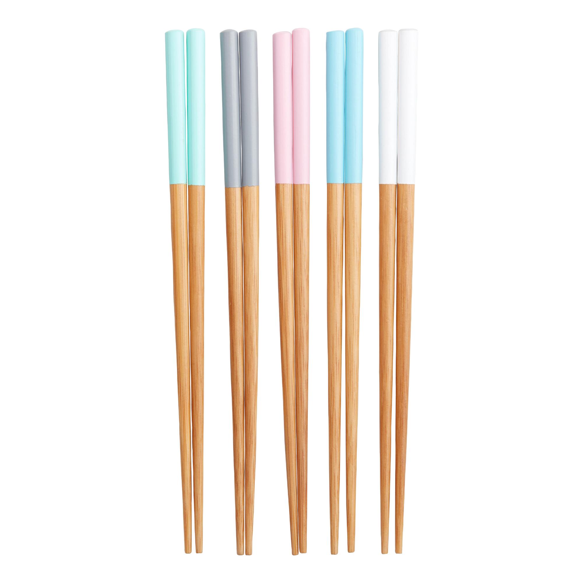 Multicolor Pastel Dipped Bamboo Chopsticks 5 Pack by World Market