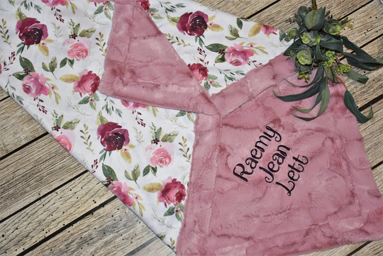 Personalized Baby Blanket, Floral Gift, Pink Girl Nursery, Soft Blanket Girl, New Monogram