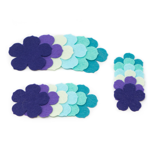 18 Emma Wool Blend Felt Die Cut Applique Flowers - Song Bird Colors