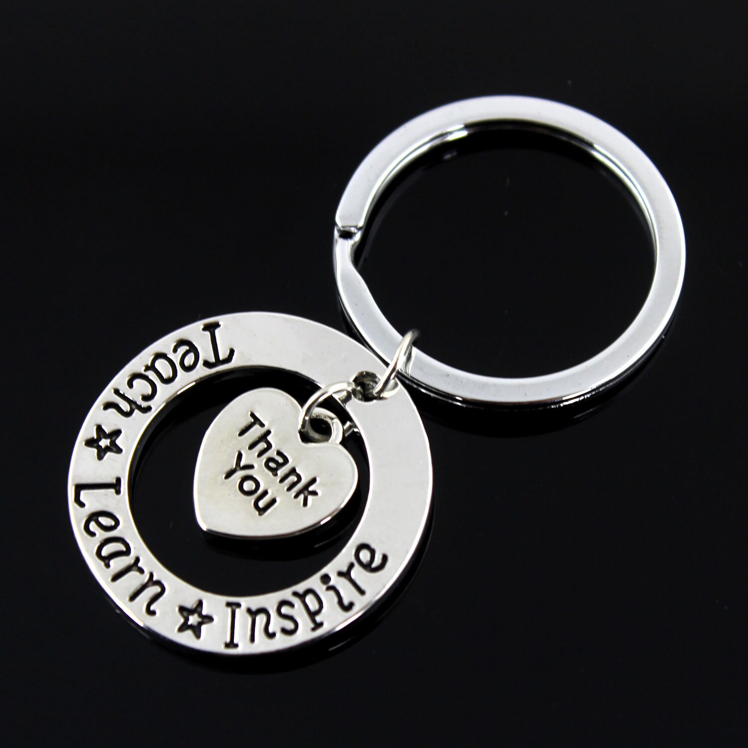 Teach, Learn, Thank You Keychain Teacher Gift, Friend Gift, Heart-Shaped Keychain, Keychain