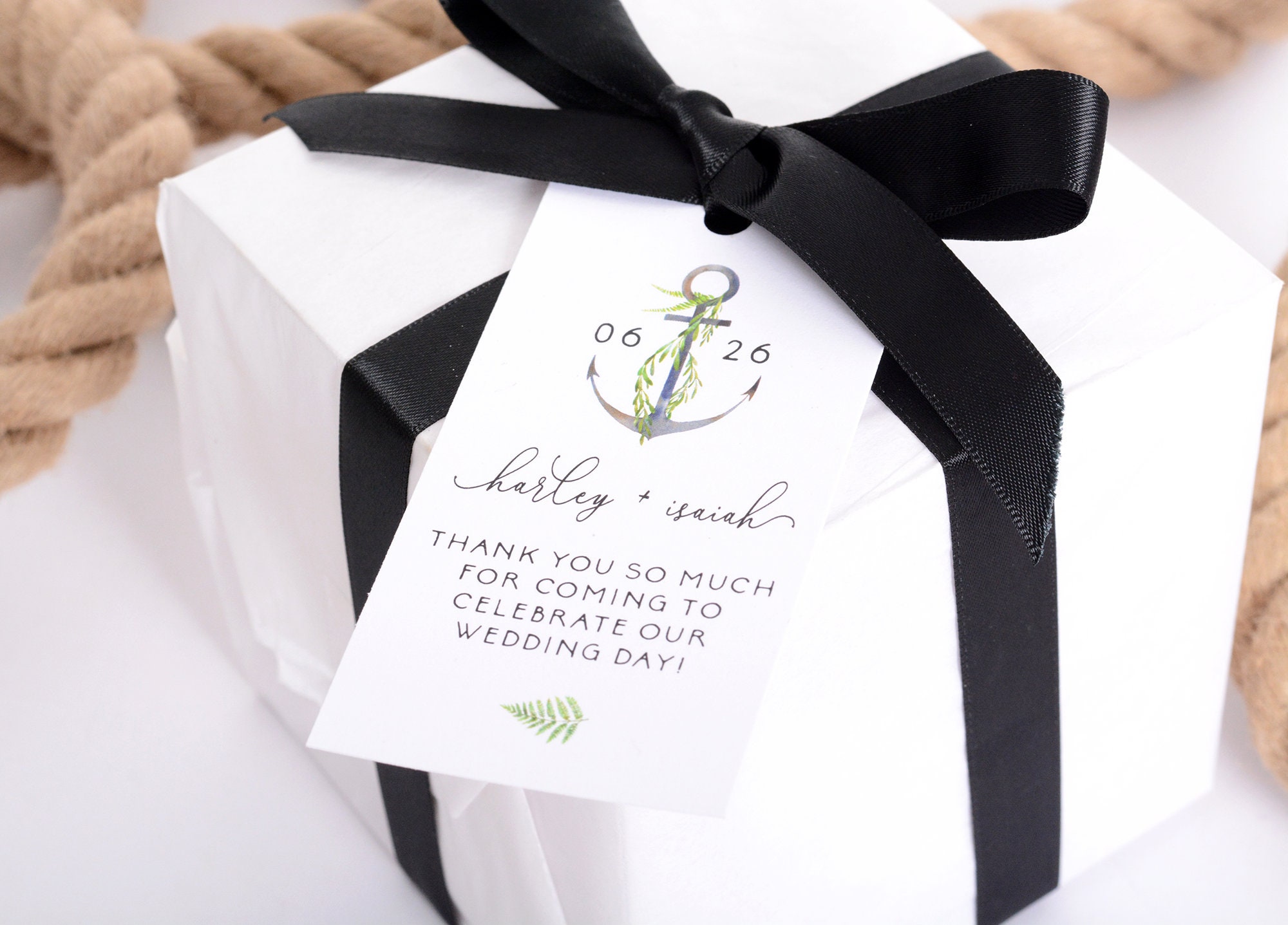 Wedding Favor Tags - Wine Bottle Tags, Box Card, Bag Custom Anchor Hanging #wtg-299