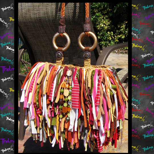 Handmade Fringe Bag, Fall Colors, Upcycled Purse, Custom Made, Large Purse