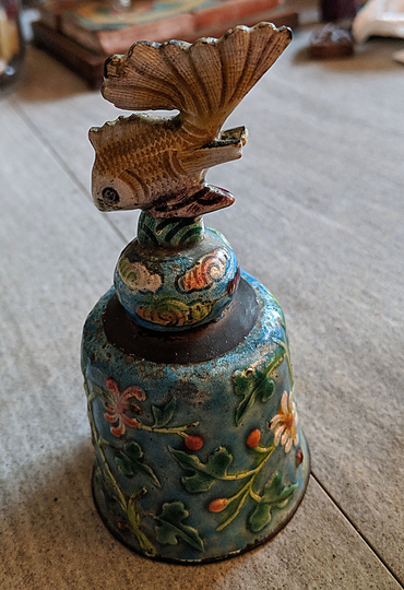 Chinese Bell Enamel On Metal, With Fish