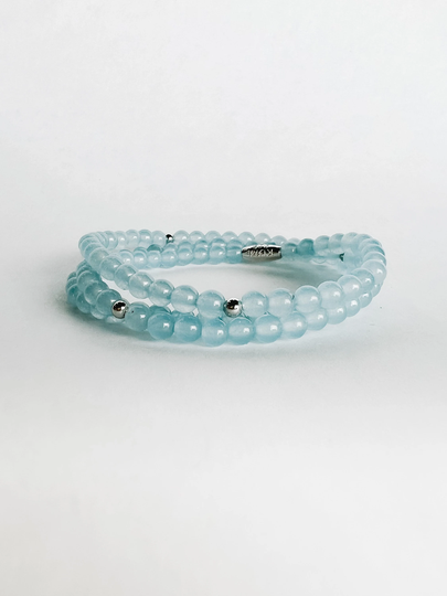 Sky Blue Jade Gemstone Wrap Bracelet, Womens Light Gift Idea For Her, Natural Jewelry