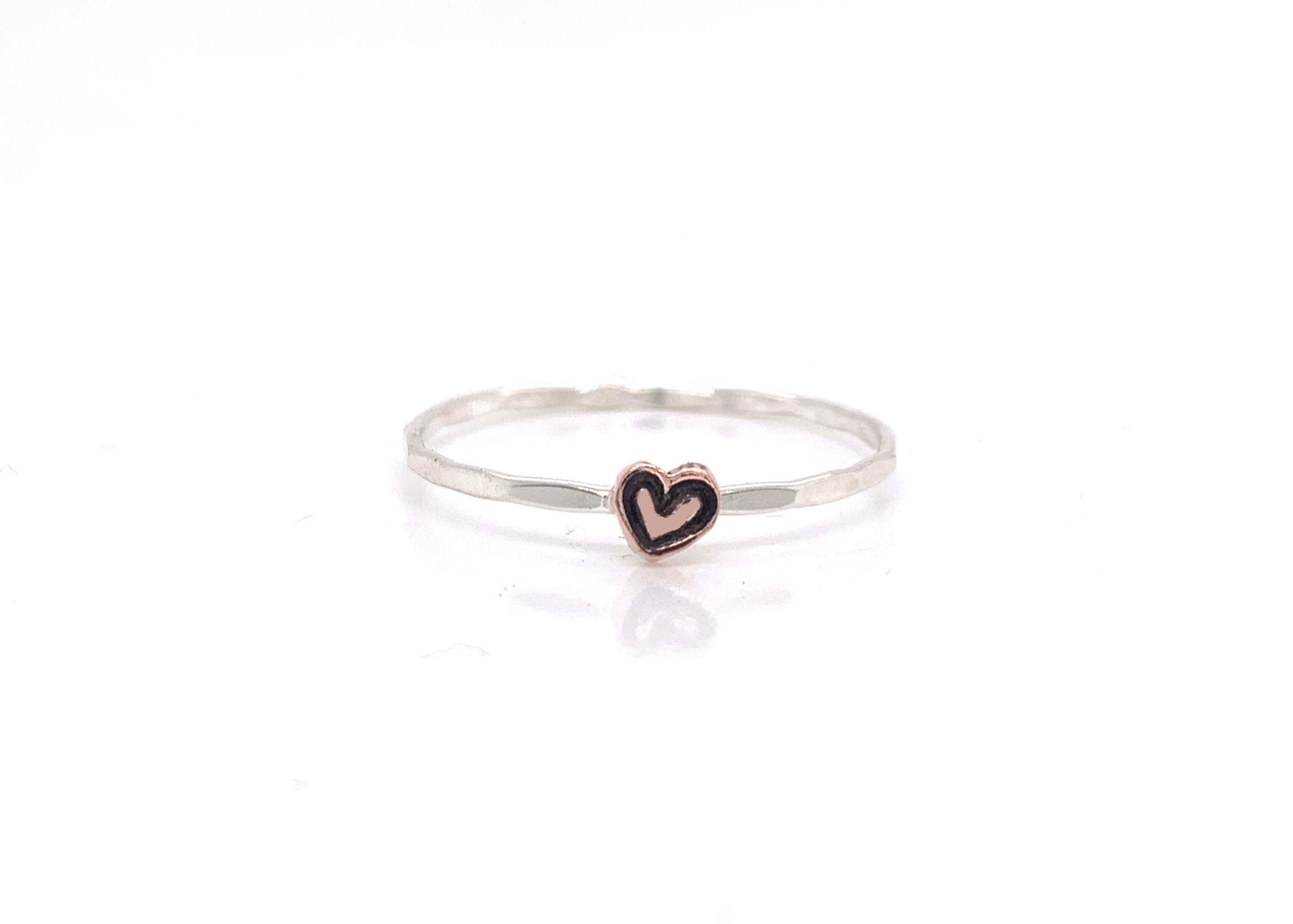 Heart Ring, Jewelry, Heart, Silver Love Anniversary Gift, Stacking Tiny Ring