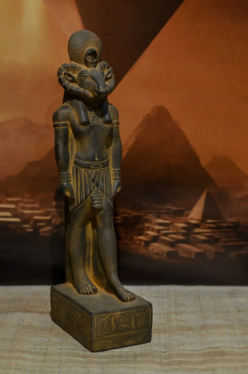 Gorgeous God Of Source Nile & Fertility Khnum-Unique Piece, Carefully Made Stone -Replica Altar Statue-Made in Egypt