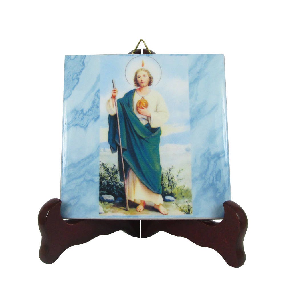 st Jude The Apostle - Icon On Ceramic Tile Saints Serie Saint Thaddeus Catholic Patron Lost Causes