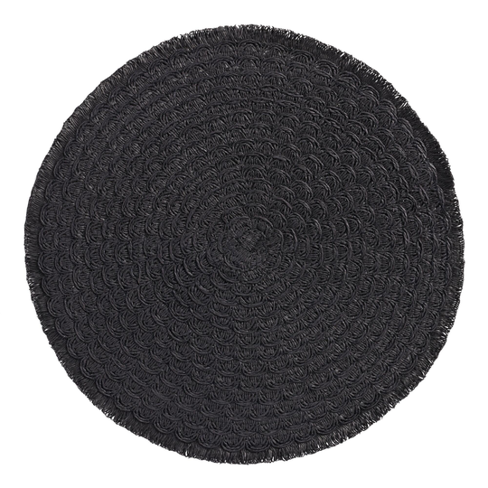 Round Black Braided Placemat With Fringe Set Of 4 by World Market