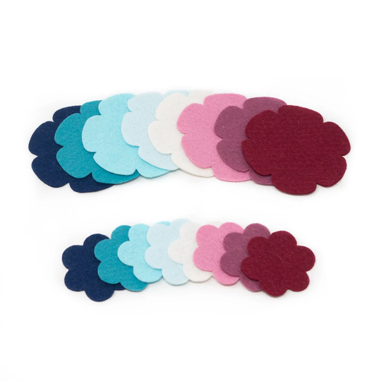 32 Grace Wool Blend Felt Die Cut Applique Flowers - Ombre Colors