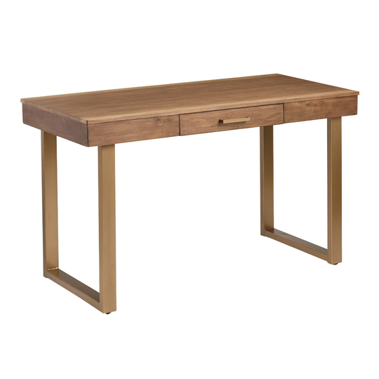 Caramel Wood and Gold Metal Sloan Desk: Brown by World Market