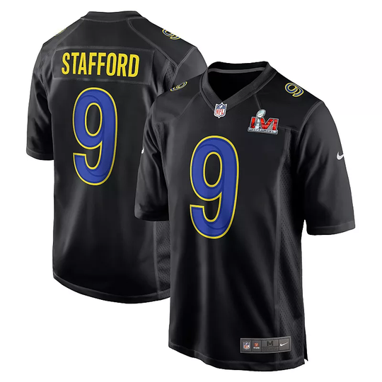 Men's Nike Matthew Stafford Black Los Angeles Rams Super Bowl LVI Game Fashion Jersey, Size: Small