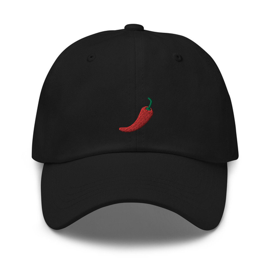 Spicy Red Hot Chili Pepper Embroidered Unisex Dad Hat, Handmade, Adjustable Baseball Cap Gift