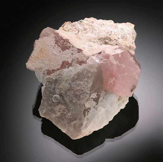 Morganite & Quartz in Matrix...this Specimen Has Two Crystals That Are Each About 1.5" X 2"