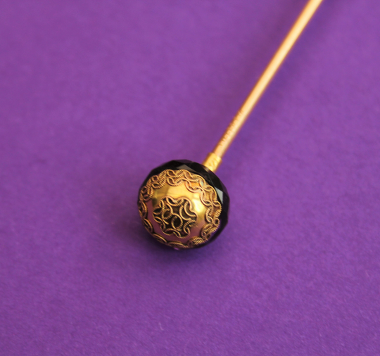 A Gorgeous Rare 14Kt Yellow Gold & Faceted Amethyst Art Nouveau Hat Pin/Cannetille, Granulation & Wire Twisting/Hallmarked