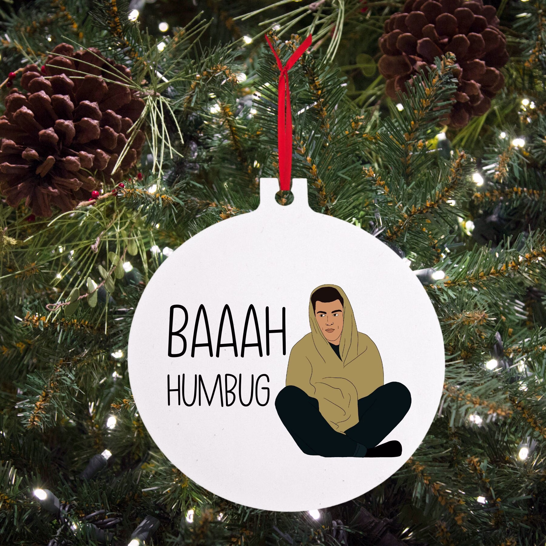 Baaah Humbug/New Girl Schmidt Christmas Ornament Gift Printed On 3 Inch Round Aluminum