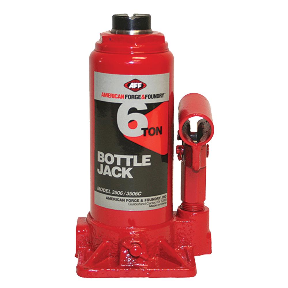 American Forge & Foundry Heavy Duty 6 Ton Bottle Jack with Plastic Carrying Case, Machine Hardened Steel Saddles, Centered Pumps and Rams | 3506C