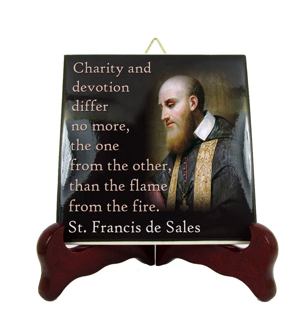 Catholic Gifts - Saints Quotes St Francis Of Sales Ceramic Tile Catholic Quotes Print Saint