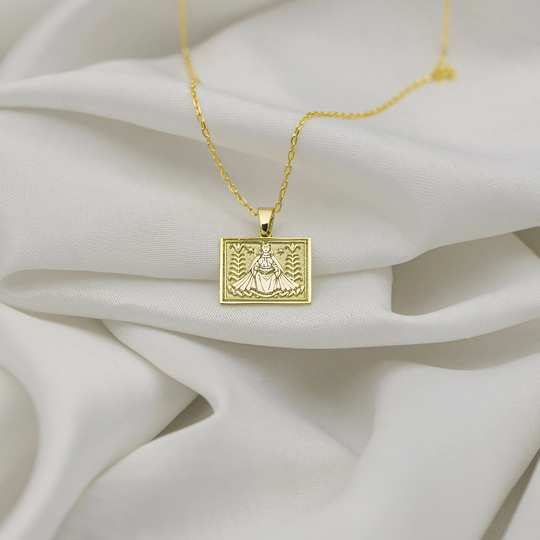 14K Real Yellow Gold Virgo Zodiac Necklace - Delicate Signs Rose Coin Pendant Birthday Gift For Mom By Uluer