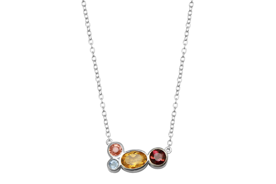Birthstone 4 Stone Necklace, Mother's Family Birthstone Jewelry