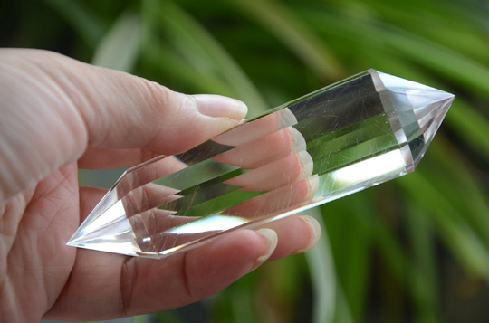Real Tibetan Himalayan High Altitude 99% Clear 12 Sided Crystal Vogel Panic Point Quartz Wand 3.70 Inch Spiritual Reiki Healing Wah-48