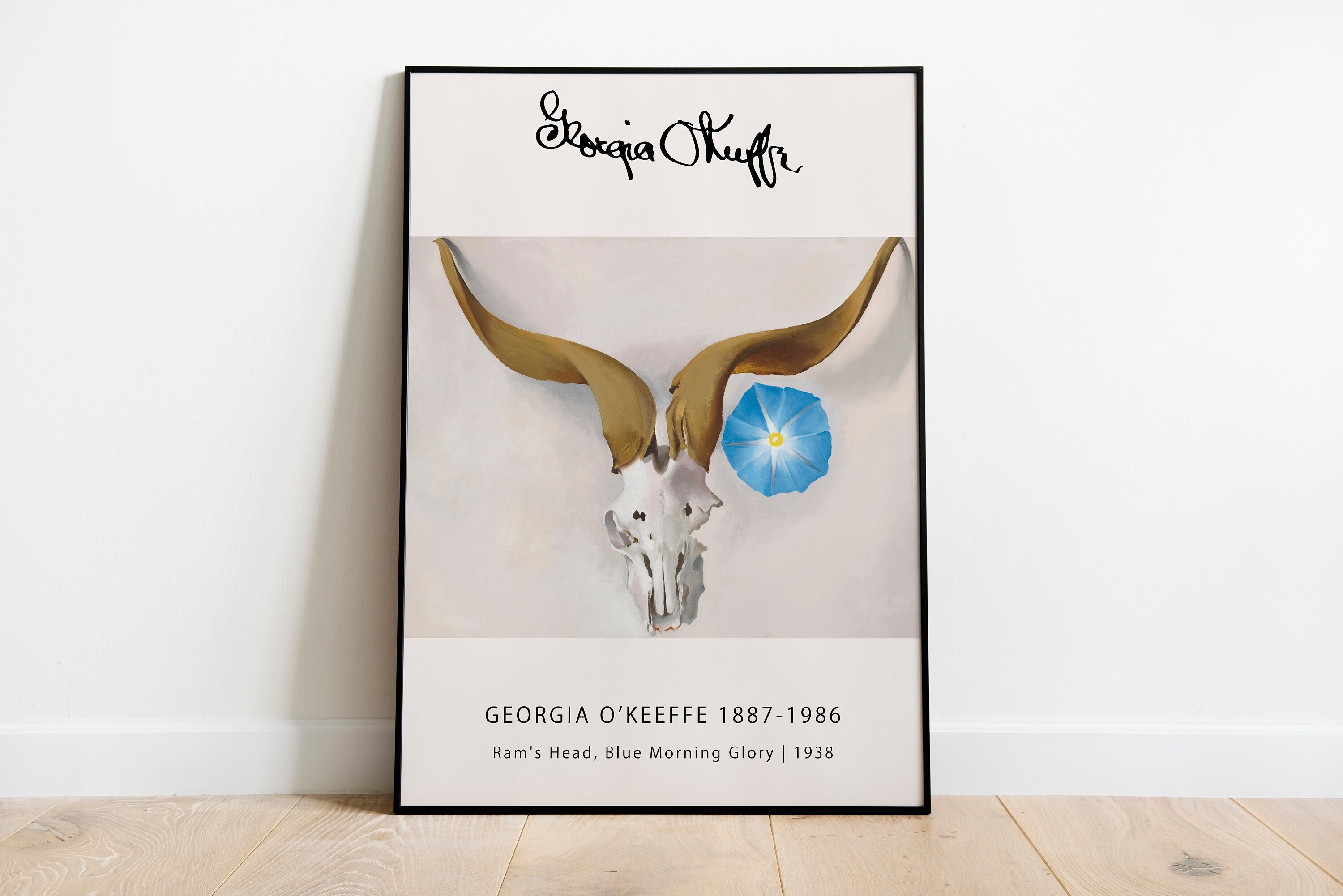 Georgia O'keeffe - Ram's Head, Blue Morning Glory Exhibition Poster Art Print Vintage Wall Prints Gift Idea