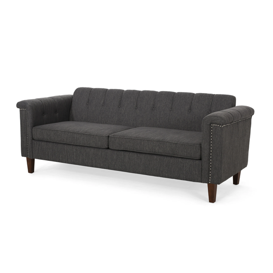 Best Selling Home Decor Firth Modern Charcoal and Espresso Polyester/Blend Sofa in Gray | 312823