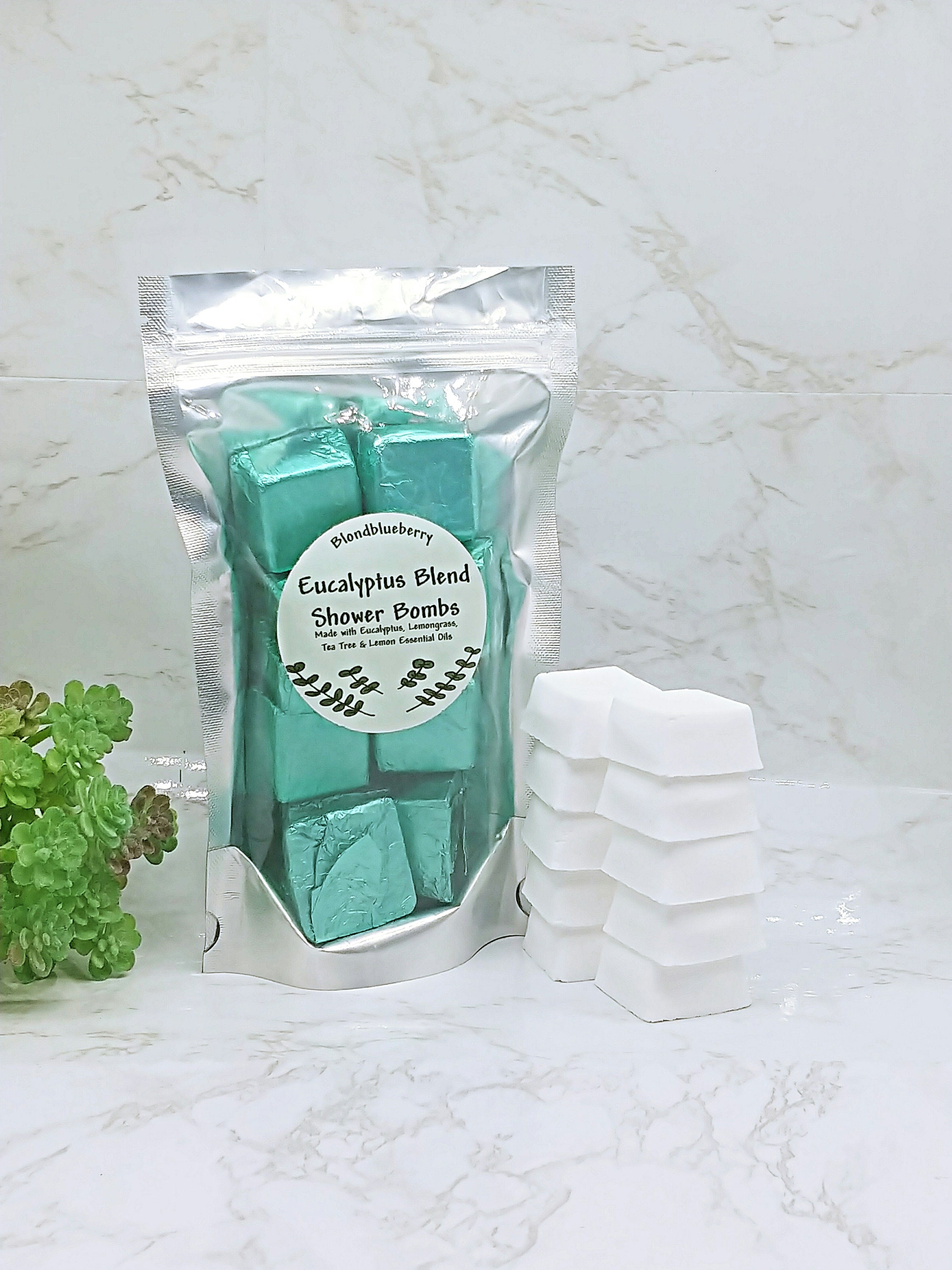 Eucalyptus Blend Shower Steamers | Eucalyptus, Lemon, Lemongrass, Tea Tree Essential Oils 10 Uplifting Bombs