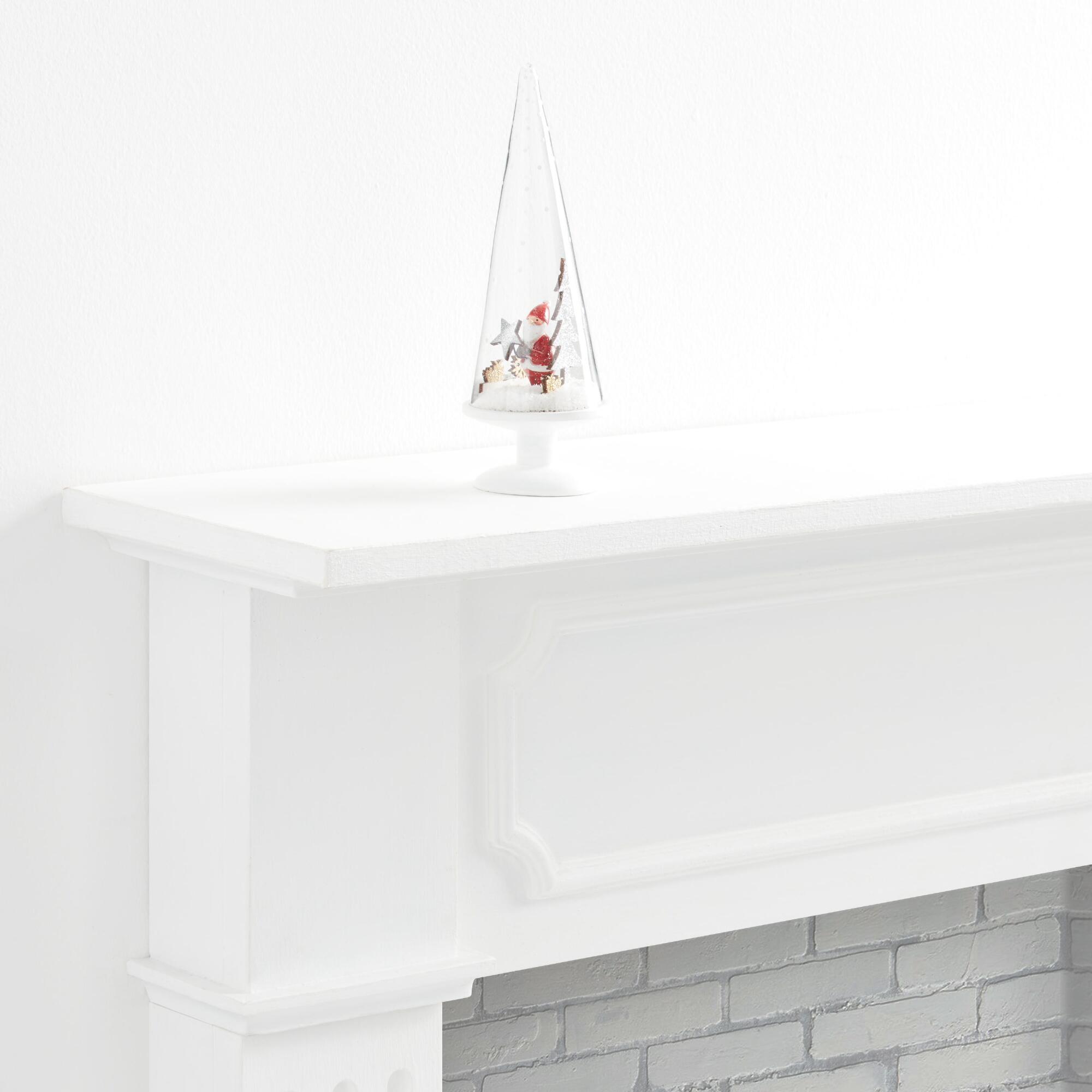 Tree Shaped Glass Cloche Santa Scene Decor: Multi - Resin by World Market