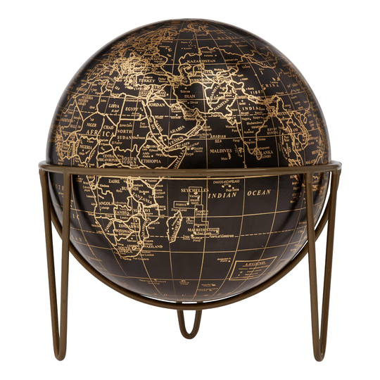 Black and Copper Globe on Hairpin Legs: Black/Gold by World Market