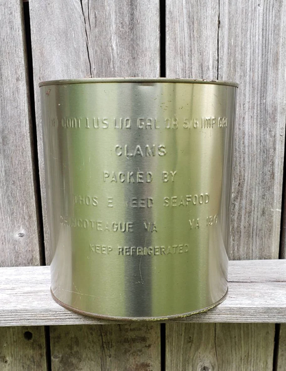 Vintage Clam Tin Advertising Can Gallon From Thos E Reed Seafood Chincoteague Virginia