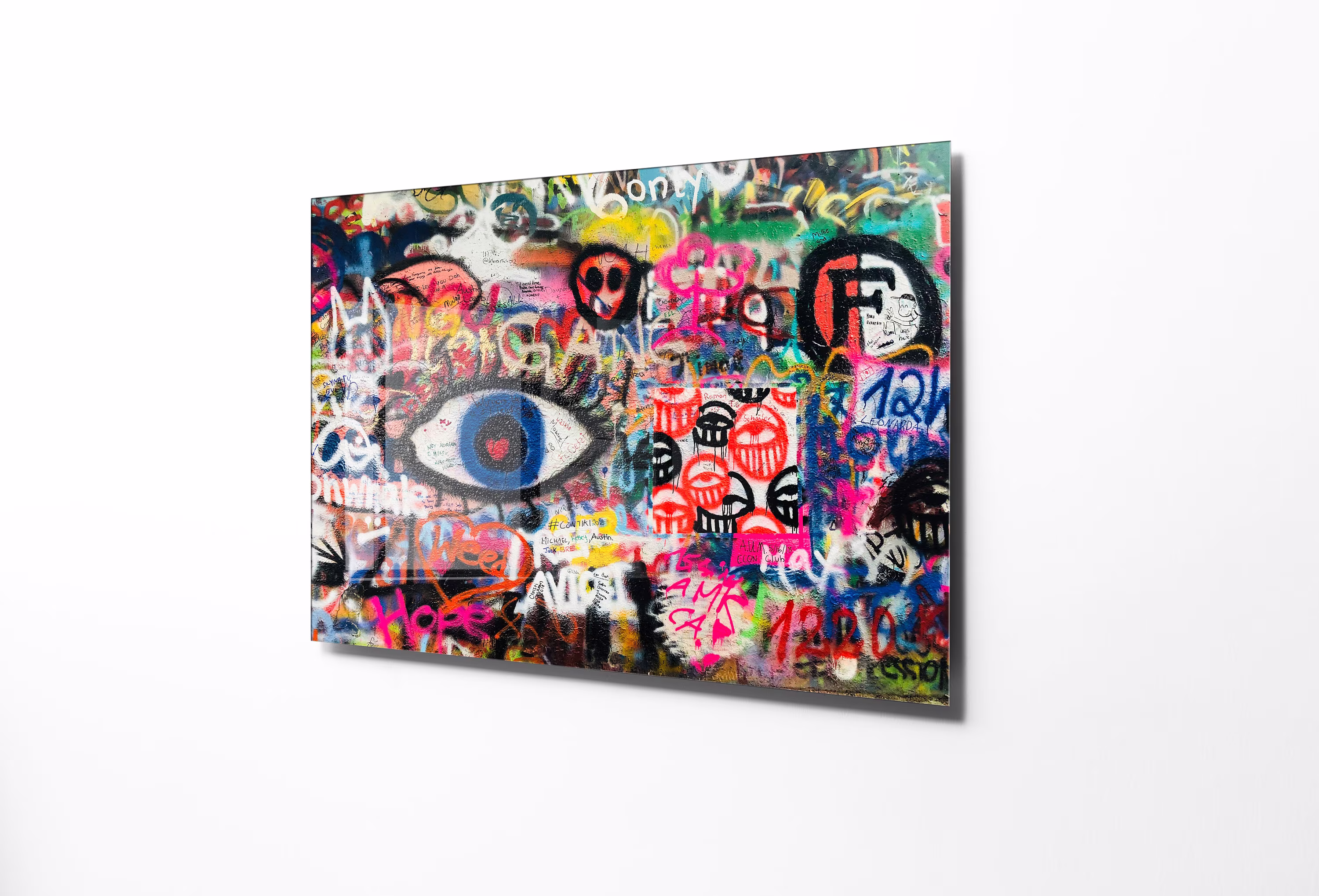 Banksy Graffiti Eye Wall Decor, Tempered Glass Art, Home Large Living Room Housewarming Gift, Hangings